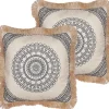 Conjunto De 2 Almofadas Decorativas Cremes E Pretas 45 X 45 Cm Geranium