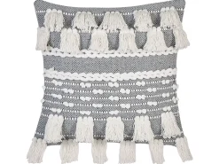 Conjunto De 2 Almofadas Decorativas Em Algodao Branco E Cinzento 45 X 45 Cm Brahea
