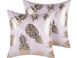 Conjunto De 2 Almofadas Decorativas Rosas 45 X 45 Cm Astilbe