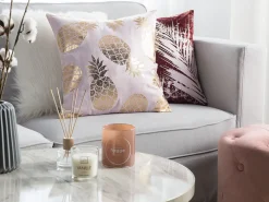 Conjunto De 2 Almofadas Decorativas Rosas 45 X 45 Cm Astilbe