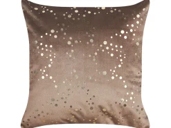 Conjunto De 2 Almofadas Decorativas Em Veludo Castanho E Dourado 45 X 45 Cm Poppy