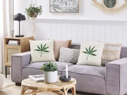 Conjunto De 2 Almofadas Decorativas Bordadas Verdes 45 X 45 Cm Davallia