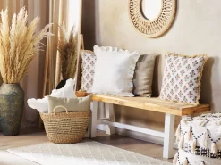 Conjunto De 2 Almofadas Decorativas Branco Creme 45 X 45 Cm Pieris