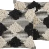 Conjunto De 2 Almofadas Decorativas Tufadas Em Algodao Creme E Preto 50 X 50 Cm Bhusawal