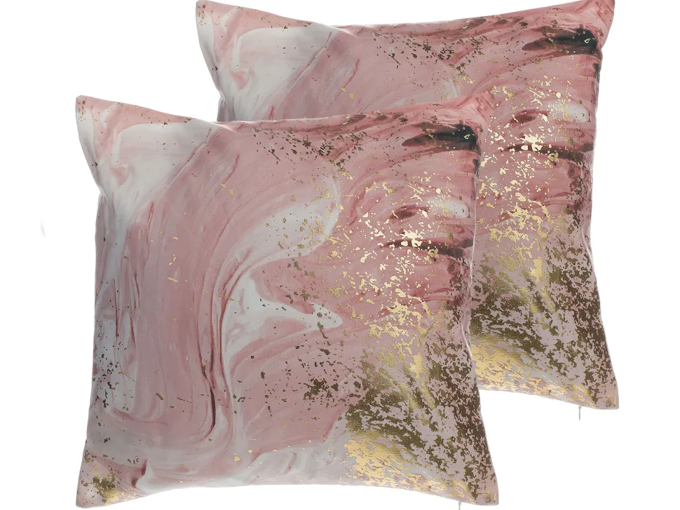 Conjunto De 2 Almofadas Decorativas Rosa Aquarela 45 X 45 Cm Lantana