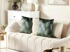 Conjunto De 2 Almofadas Decorativas 45 X 45 Cm Verde Escuro Freesia
