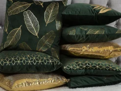 Conjunto De 2 Almofadas Decorativas 45 X 45 Cm Verde Escuro Freesia