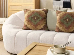 Conjunto De 2 Almofadas Decorativas Em Juta Multicolor 45 X 45 Cm Maguri