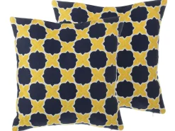 Conjunto De 2 Almofadas Decorativas Amarelas E Azuis 45 X 45 Cm Muscari