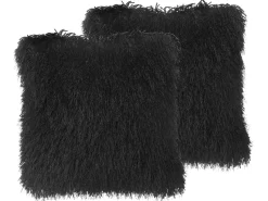 Conjunto De 2 Almofadas Decorativas Pretas 45 X 45 Cm Cide