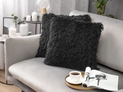 Conjunto De 2 Almofadas Decorativas Pretas 45 X 45 Cm Cide