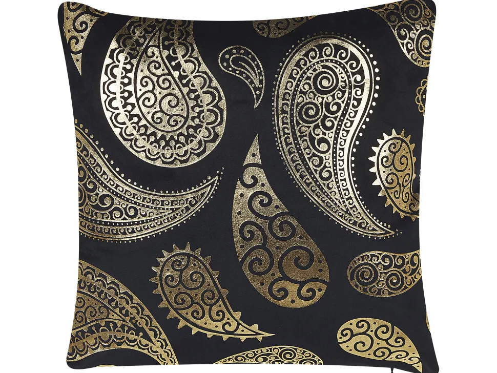 Conjunto De 2 Almofadas Decorativas Preto E Dourado 45 X 45 Cm Ursinia