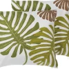 Conjunto De 2 Almofadas Decorativas De Algodao 45 X 45 Cm Padrao Folhas Verdes Zenobia