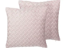 Conjunto De 2 Almofadas Decorativas Entrelacada 45 X 45 Cm Rosa Tithonia