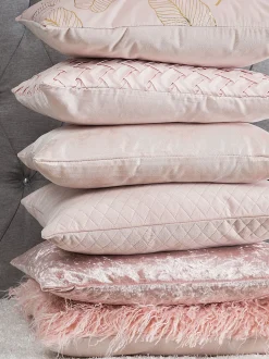 Conjunto De 2 Almofadas Decorativas Entrelacada 45 X 45 Cm Rosa Tithonia