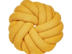 Conjunto De 2 Almofadas Decorativas Com No Em Tecido Boucle Amarelo 31 X 31 Cm Akola
