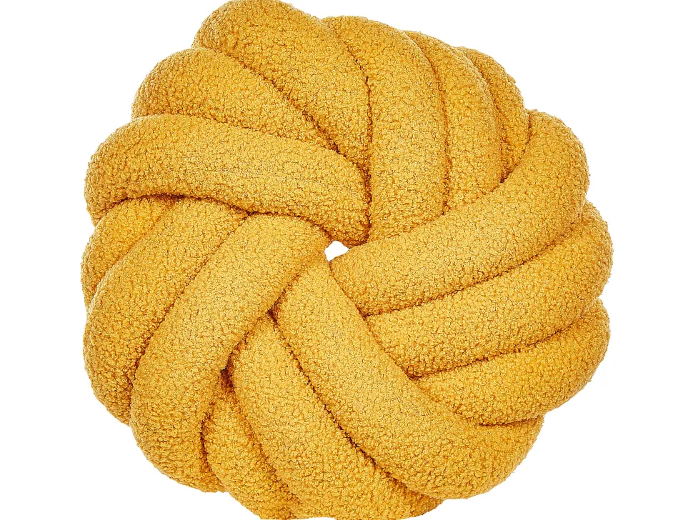 Conjunto De 2 Almofadas Decorativas Com No Em Tecido Boucle Amarelo 31 X 31 Cm Akola
