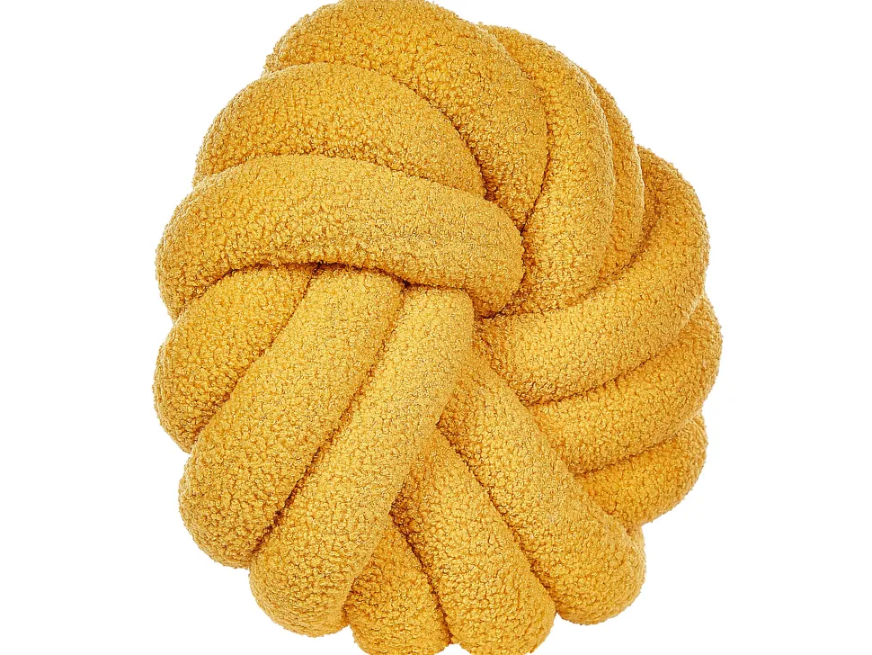 Conjunto De 2 Almofadas Decorativas Com No Em Tecido Boucle Amarelo 31 X 31 Cm Akola