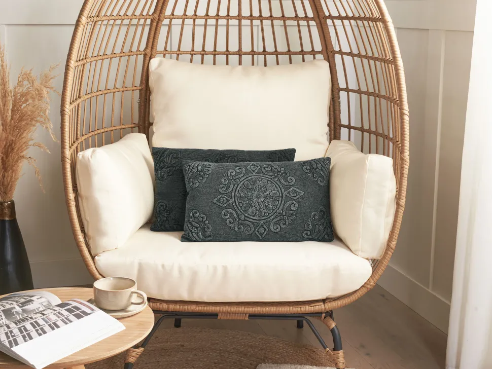 Conjunto De 2 Almofadas Decorativas Algodao Cinzento Escuro Com Relevo 30 X 50 Cm Veloor