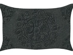 Conjunto De 2 Almofadas Decorativas Algodao Cinzento Escuro Com Relevo 30 X 50 Cm Veloor