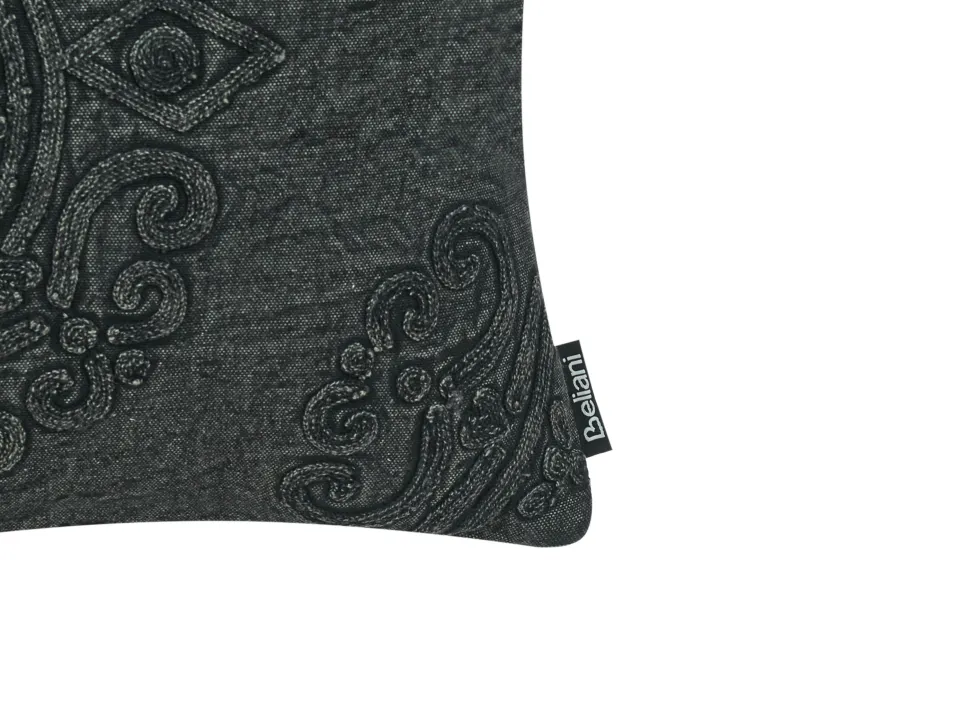 Conjunto De 2 Almofadas Decorativas Algodao Cinzento Escuro Com Relevo 30 X 50 Cm Veloor