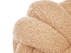 Conjunto De 2 Almofadas Decorativas Com No Em Tecido Boucle Creme 19 X 19 Cm Malni