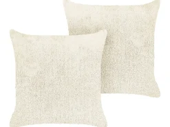 Conjunto De 2 Almofadas Decorativas Creme Claro 45 X 45 Cm Pilea