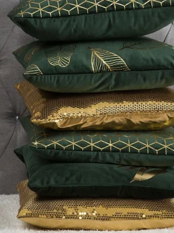 Conjunto De 2 Almofadas Decorativas De Veludo 45 X 45 Cm Verde Escuras Celosia