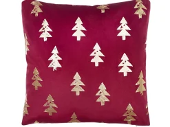 Conjunto De 2 Almofadas De Veludo Vermelho Padrao Natalicio 45 X 45 Cm Cupid