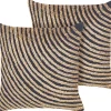 Conjunto De 2 Almofadas Decorativas Em Algodao Preto Com Juta Creme 45 X 45 Cm Bergenia