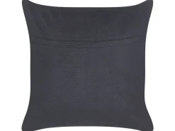 Conjunto De 2 Almofadas Decorativas Em Algodao Preto Com Juta Creme 45 X 45 Cm Bergenia