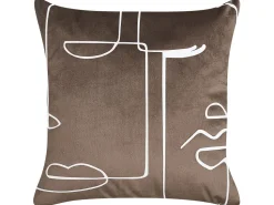 Conjunto De 2 Almofadas Decorativas Veludo Castanho E Branco 45 X 45 Cm Philodendron