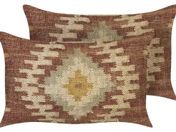 Conjunto De 2 Almofadas Decorativas Em Juta Multicolor 30 X 50 Cm Beel