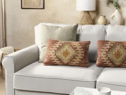Conjunto De 2 Almofadas Decorativas Em Juta Multicolor 30 X 50 Cm Beel