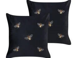 Conjunto De 2 Almofadas Decorativas Em Veludo Preto 45 X 45 Cm Talinum