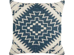 Conjunto De 2 Almofadas De Algodao Com Padrao Geometrico 50 X 50 Cm Azul E Creme Safi