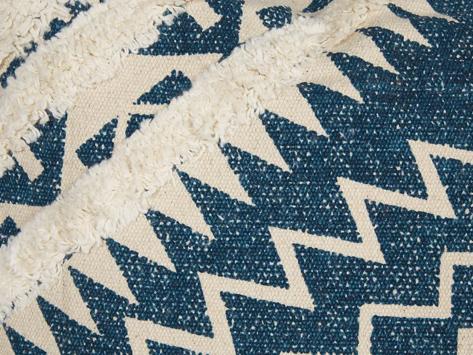 Conjunto De 2 Almofadas De Algodao Com Padrao Geometrico 50 X 50 Cm Azul E Creme Safi