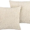 Conjunto De 2 Almofadas Decorativas Em Trancado Creme 45 X 45 Cm Oxalis