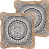 Conjunto De 2 Almofadas Decorativas Cremes E Pretas 45 X 45 Cm Agrimony
