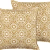 Conjunto De 2 Almofadas Decorativas Com Padrao Geometrico Em Algodao Creme 45 X 45 Cm Ceiba