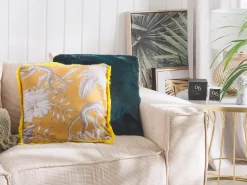Conjunto De 2 Almofadas Decorativas Amarelas Com Motivo Animal 45 X 45 Cm Manju