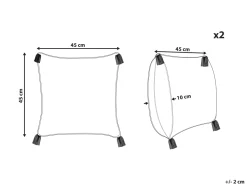 Conjunto De 2 Almofadas Decorativas Em Algodao Branco E Azul Escuro 45 X 45 Cm Tilia