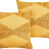 Conjunto De 2 Almofadas Decorativas Em Algodao Amarelo 45 X 45 Cm Rhoeo