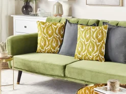 Conjunto De 2 Almofadas Decorativas Bordadas Algodao Amarelo 45 X 45 Primula