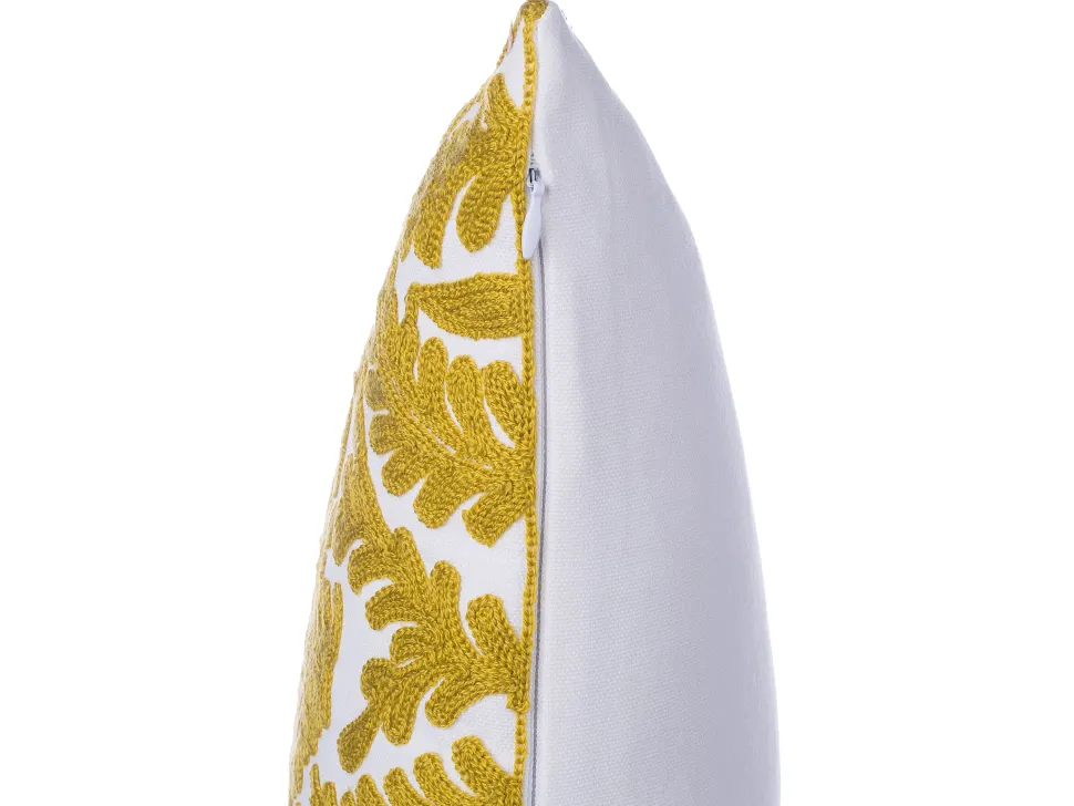 Conjunto De 2 Almofadas Decorativas Bordadas Algodao Amarelo 45 X 45 Primula