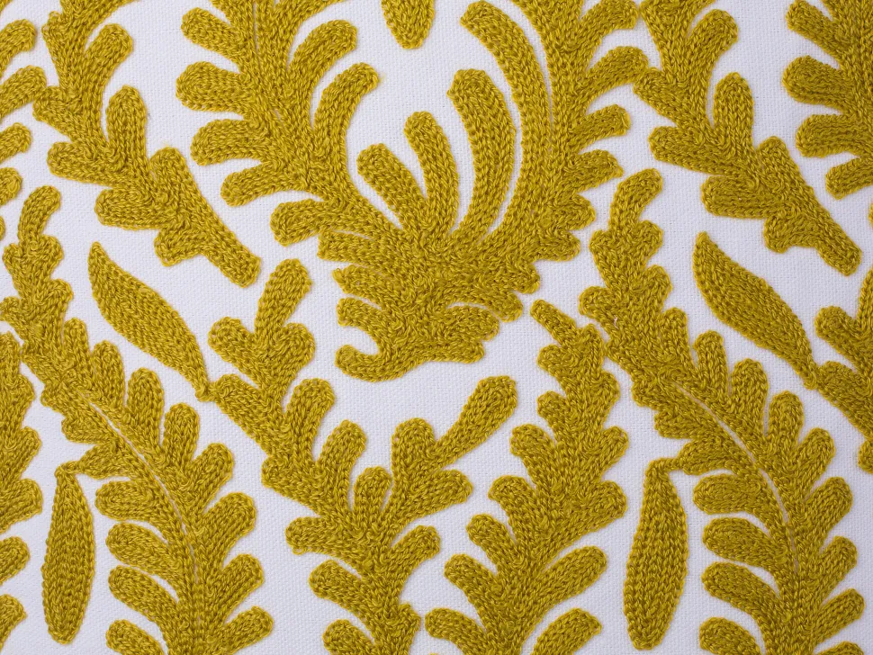 Conjunto De 2 Almofadas Decorativas Bordadas Algodao Amarelo 45 X 45 Primula