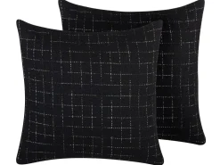 Conjunto De 2 Almofadas Decorativas Pretas 45 X 45 Cm Bellflower