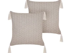 Conjunto De 2 Almofadas Decorativas Taupe 42 X 42 Cm Hakone