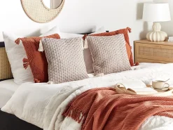 Conjunto De 2 Almofadas Decorativas Taupe 42 X 42 Cm Hakone