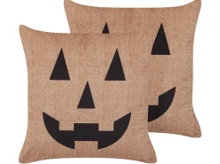 Conjunto De 2 Almofadas Decorativas Em Veludo Creme 45 X 45 Cm Sebes